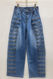 Button-Front High-Rise Wide Leg Jeans