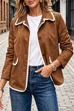 Scalloped Lace Trim Suede Jacket