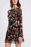 Floral Sheer Sleeve Mini Casual Dress