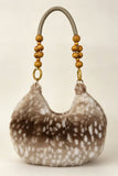 Faux Fur Spotted Bag with Beaded Handle