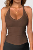 Ribbed V-Neck Racerback Tank Top