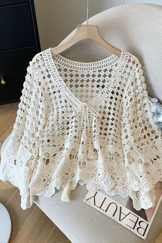 Crochet V-Neck Blouse