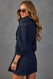 Puff Sleeve Button-Front Collared Mini Dress