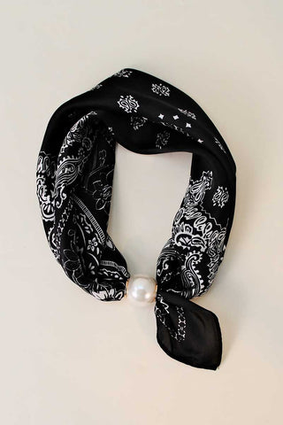 Paisley Print Pearl Buckle Neck Scarf