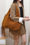 Tassel Fringe Drawstring Hobo Bag