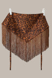 Leopard Print Fringe Tie-Waist Wrap Skirt