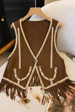 Fringe Detail Button-Front Vest