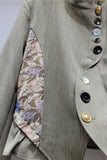 Floral Patchwork Asymmetric Button Jacket