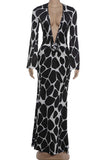 Abstract Print Twist Front Maxi Dress