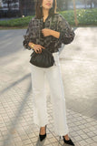 Zip-Up Paisley Drawstring Shirt