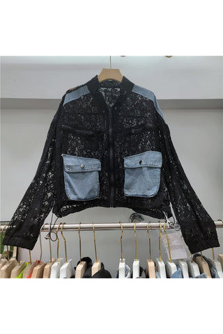 Lace and Denim Contrast Jacket