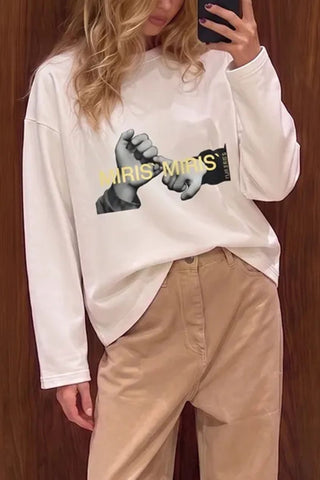 Graphic Print Crew Neck Long Sleeve T-Shirt