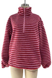 Striped Half-Zip Mock Neck Fleece Jacket