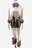 Tropical Print Button-Up Pants Set