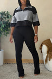 Side Stripe High-Waist Flare Casual Pants