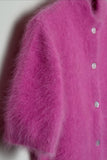 Mock Neck Short Sleeve Button Front Cardigan