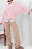 Cable Knit Crew Neck Balloon Sleeve Sweater