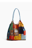Patchwork Drawstring Tote Bag