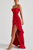 Ruffle High-Low Spaghetti Strap Casual Dress