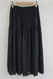 Smocked Waist Hollow-Out Midi Skirt