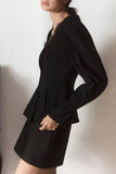 Lace V-Neck Puff Sleeve Button Blouse