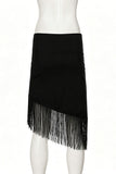 Asymmetrical Fringe Midi Skirt
