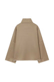 Mock Neck Contrast Stitch Button Front Jacket