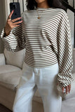Striped Ribbed Knit Long Sleeve Top