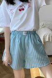 Striped Elastic Waist Casual Shorts