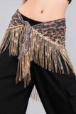 Leopard Sequin Fringe Wrap Belt