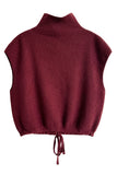 Collared Ribbed Knit Button-Front Vest