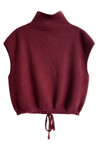 Collared Ribbed Knit Button-Front Vest
