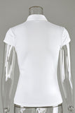 Mandarin Collar Asymmetric Button Top