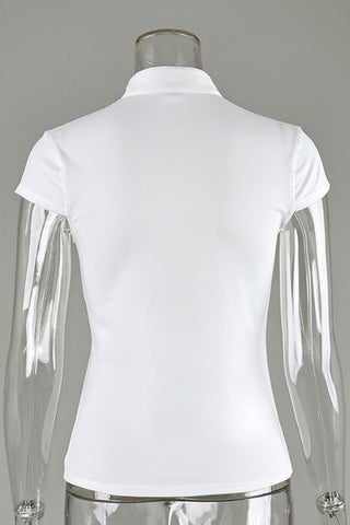 Mandarin Collar Asymmetric Button Top