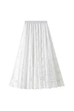Floral Lace High-Waist A-Line Midi Skirt