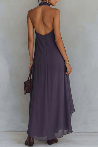 Pattern Halter High-Low Dress