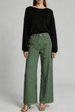 Striped High-Waist Straight Jeans