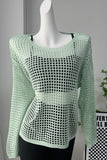 Long-Sleeve Crochet Knit Top