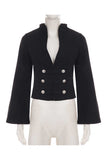 Double-Breasted Bell Sleeve Crop Blouse
