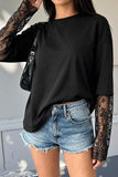 Lace Sleeve Open Back Long Sleeve Top