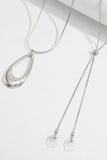 Layered Teardrop Pendant Lariat Necklace