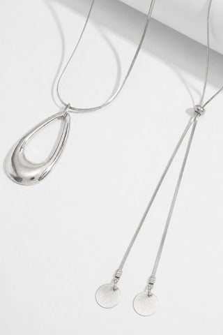 Layered Teardrop Pendant Lariat Necklace