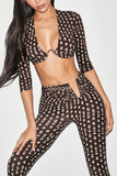 Sheer Polka Dot Ring Front Pants Set