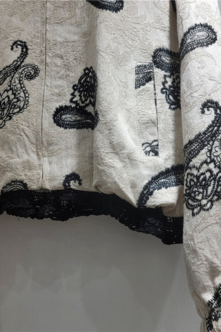 Paisley Lace Trim Cropped Jacket
