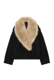Faux Fur Collar Bomber Jacket