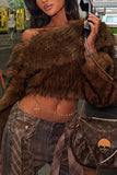 Faux Fur Collar Crop Coat