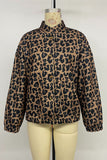 Leopard Print Button-Front Long Sleeve Jacket
