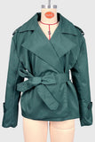 Notched Collar Belted Wrap Coat