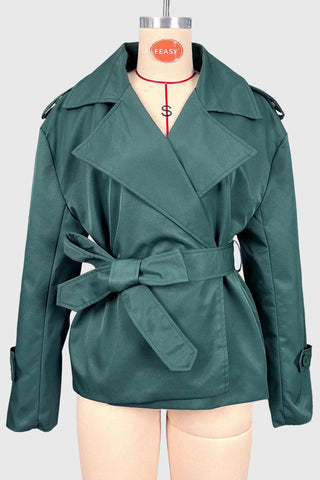 Notched Collar Belted Wrap Coat