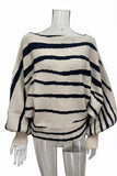 Zebra Print Puff Sleeve Crew Neck Sweater